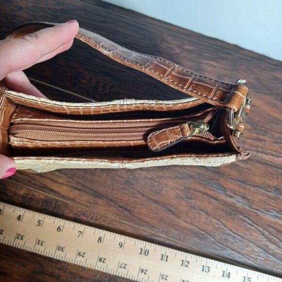 Liz Claiborne Woven Straw Handbag With Brown Leather Trim & Strap Shoulder Bag - Picture 7 of 11